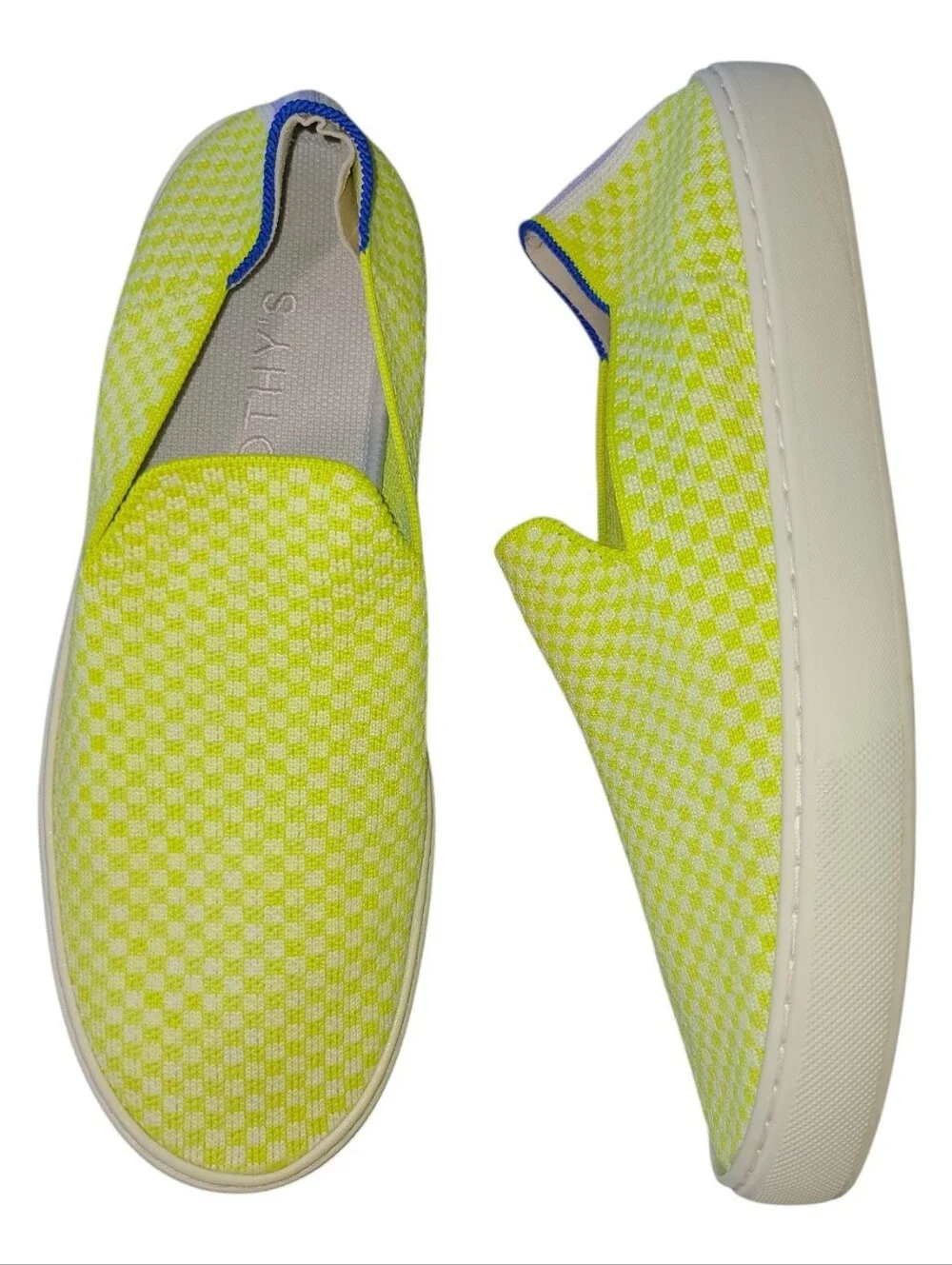 Rothy's Slip On Sneakers In Citron Honeycomb Checker Pattern W Size 10